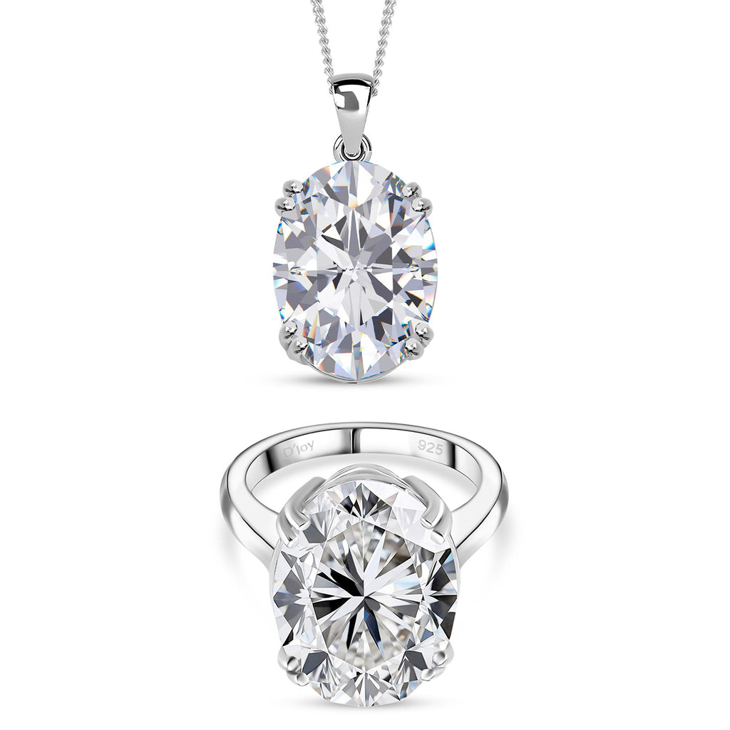 D'Joy Moissanit Ring und Anhänger mit 45 cm langer Kette