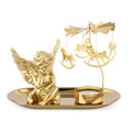 THE 5TH SEASON: Träumendes Schutzengelmädchen mit drehbarem Kerzenhalter und 10 Teelichtern, Gold