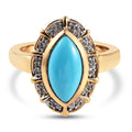 Natürlicher Sleeping Beauty Türkis und Zirkon Halo Ring 925 Silber 585 Vergoldet