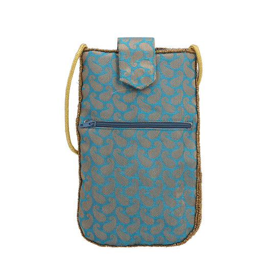 Bestickte Crossbody-Handytasche, Größe 8,5x5,25 cm, Blau