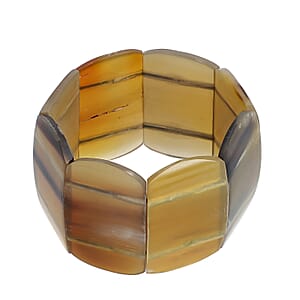 Elastisches Armband aus 100 % echtem Büffelhorn, Gelb