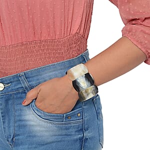 Elastisches Armband aus 100 % echtem Büffelhorn, Braun