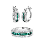 Labor Smaragd und Zirkon Ring und Ohrringe