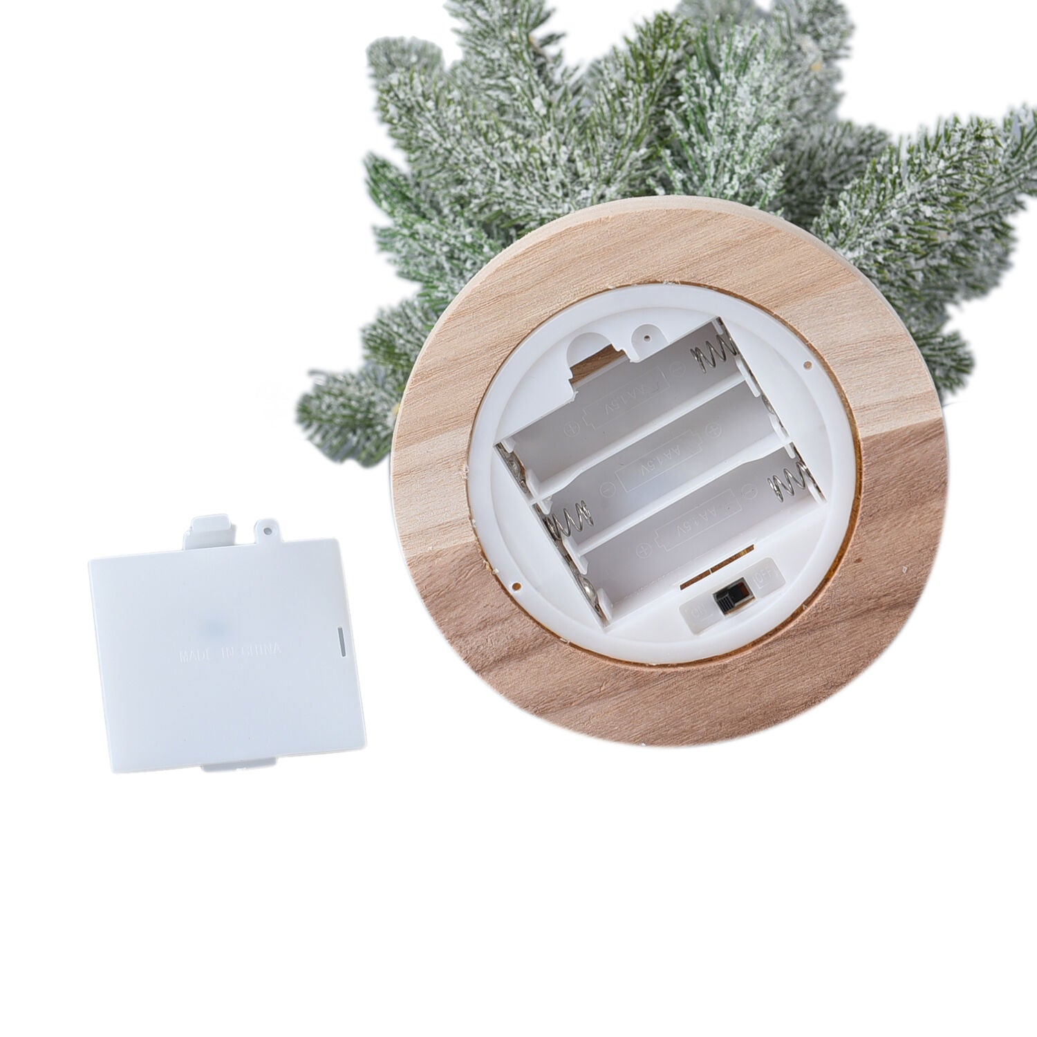 Warmweiße 50 LED Weihnachtsbaum Lampe, Größe 55 cm, 3xAA (nicht inkl.), Grün, Weiß und Braun