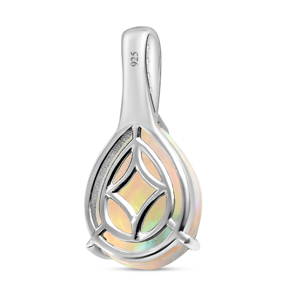 Natürlicher, äthiopischer Opal und weißer Zirkon-Anhänger, 925 Silber platiniert ca. 2,90 ct
