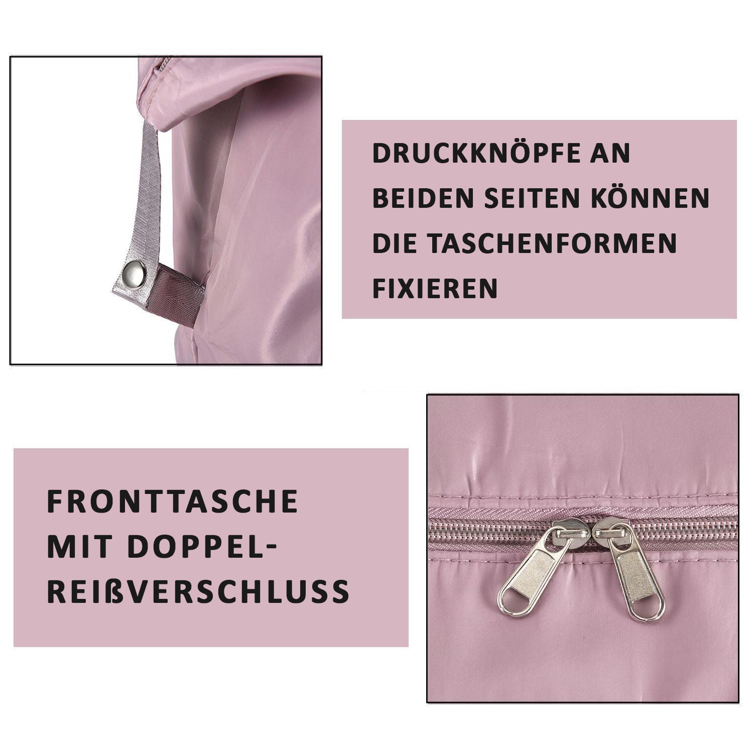 Dusky Pink Nylon Faltbare Reisetasche Größe: 40*28*23cm, 2 Steckfächer, rosa