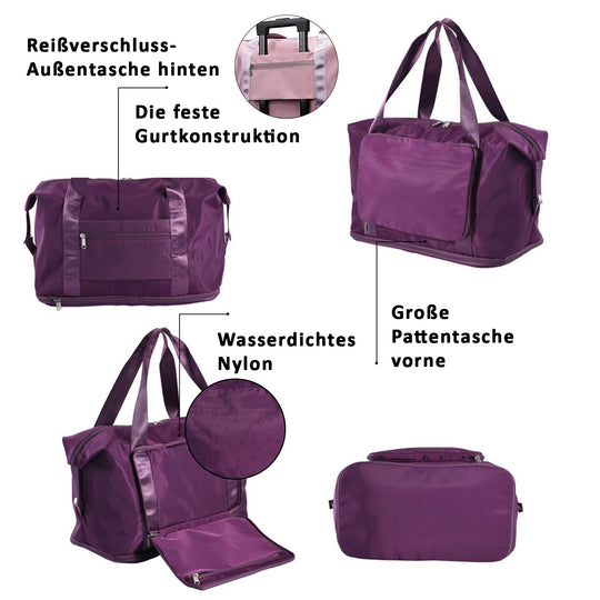 Faltbare Nylon-Reisetasche, 40x28x23cm, Lila