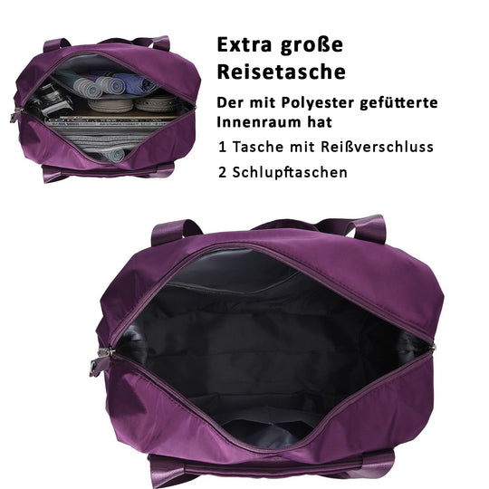 Faltbare Nylon-Reisetasche, 40x28x23cm, Lila