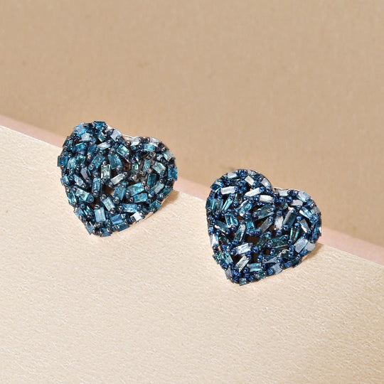 GP Amore Kollektion - Blaue Diamant und Saphir-Ohrringe, 925 Silber platiniert ca. 0.50 ct