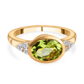 Natürlicher Peridot und weißer Zirkon-Ring, 925 Silber vergoldet (Größe 16.00) ca. 2,07 ct
