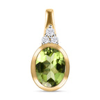Natürlicher Peridot und weißer Zirkon-Anhänger, 925 Silber vergoldet ca. 1,86 ct
