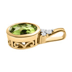 Natürlicher Peridot und weißer Zirkon-Anhänger, 925 Silber vergoldet ca. 1,86 ct
