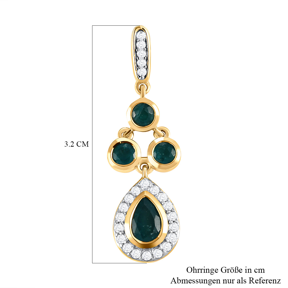 AAA Grandidierit-Ohrringe, 925 Silber vergoldet ca. 1,92 ct