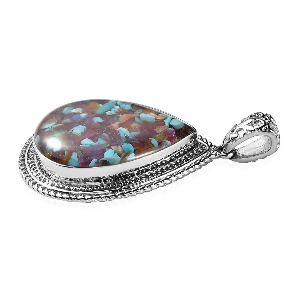 Mehrfarbiger Edelstein-Anhänger, Edelstahl ca. 12.00 ct