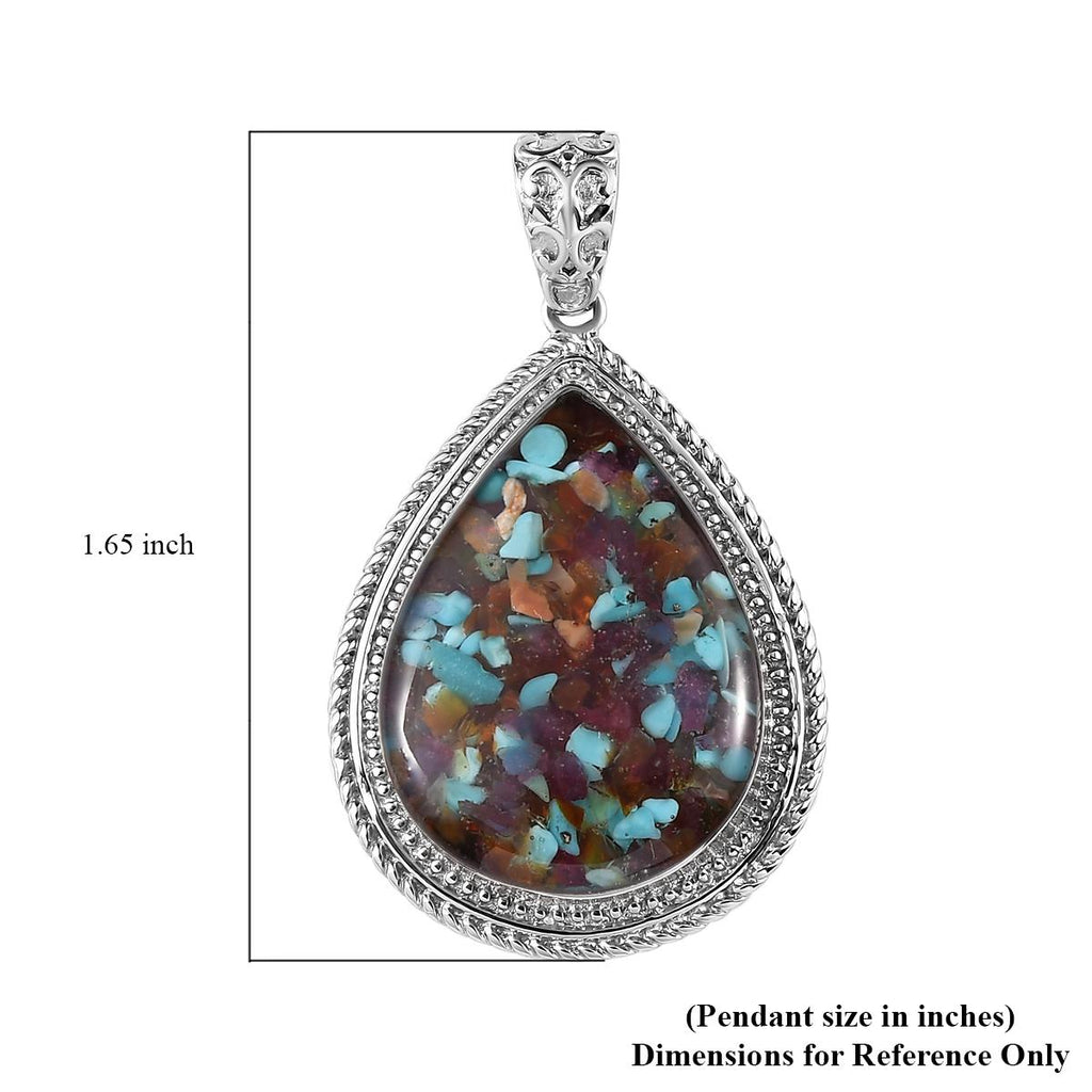 Mehrfarbiger Edelstein-Anhänger, Edelstahl ca. 12.00 ct