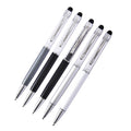 5er Set - Kristall gefüllte Aluminium-Kugelschreiber, schwarz/weiß