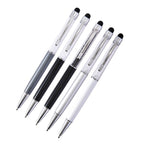 5er Set - Kristall gefüllte Aluminium-Kugelschreiber, schwarz/weiß