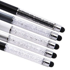 5er Set - Kristall gefüllte Aluminium-Kugelschreiber, schwarz/weiß