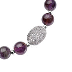 Afrikanisches Amethyst und weißes Zirkonia Armband, ca. 18 cm, Messing ca. 65.50 ct