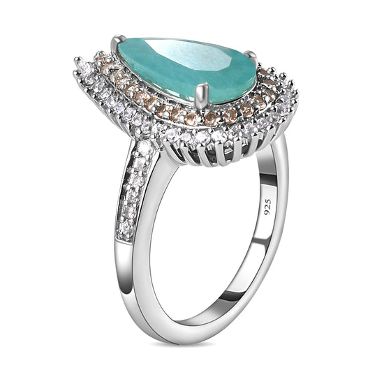 Grandidierit und natürlicher Champagner Zirkon-Ring, 925 Silber platiniert (Größe 19.00) ca. 2,73 ct