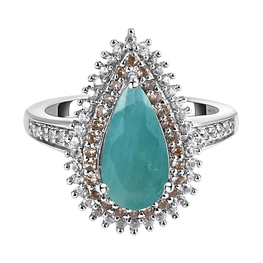 Grandidierit und natürlicher Champagner Zirkon-Ring, 925 Silber platiniert (Größe 19.00) ca. 2,73 ct