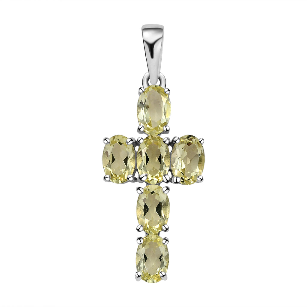 Ouro Verde-Quarz Kreuz-Anhänger, 925 Silber platiniert ca. 2.50 ct