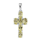Ouro Verde-Quarz Kreuz-Anhänger, 925 Silber platiniert ca. 2.50 ct