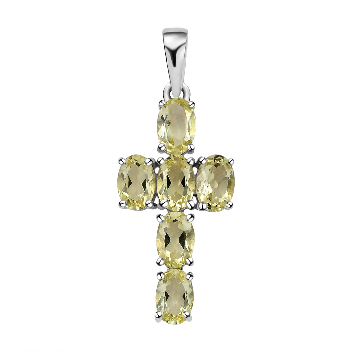 Ouro Verde-Quarz Kreuz-Anhänger, 925 Silber platiniert ca. 2.50 ct