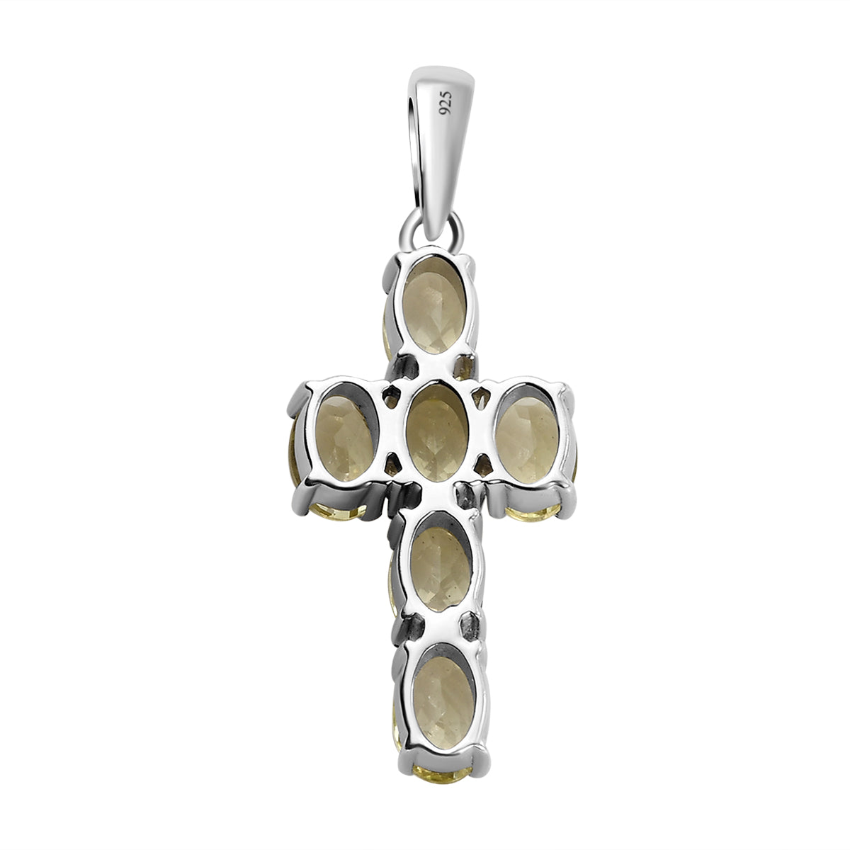 Ouro Verde-Quarz Kreuz-Anhänger, 925 Silber platiniert ca. 2.50 ct