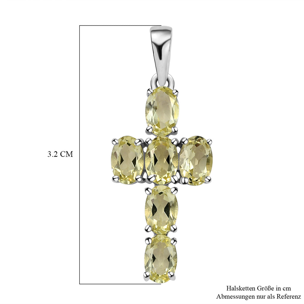 Ouro Verde-Quarz Kreuz-Anhänger, 925 Silber platiniert ca. 2.50 ct