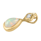 Natürlicher, äthiopischer Opal und weißer Zirkon-Anhänger, 925 Silber vergoldet ca. 0,89 ct