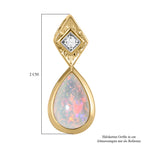 Natürlicher, äthiopischer Opal und weißer Zirkon-Anhänger, 925 Silber vergoldet ca. 0,89 ct