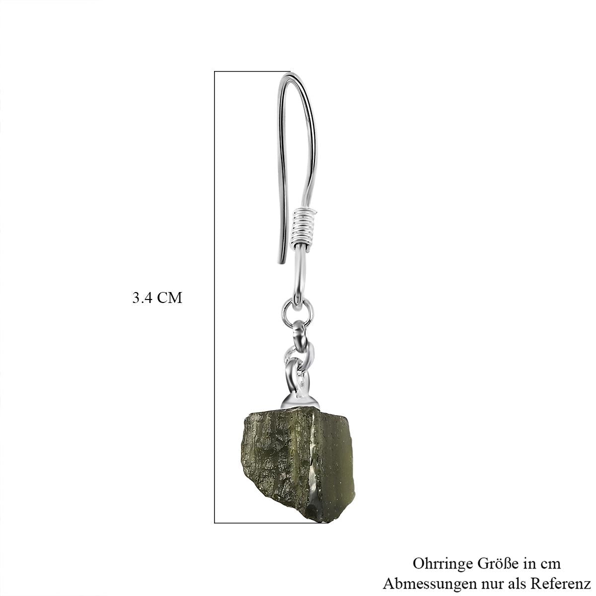 Natürliche Moldavit-Ohrringe, 925 Silber ca. 4,40 ct