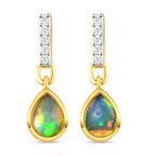 Natürliche, äthiopische Opal und weiße Zirkon-Ohrringe, 925 Silber vergoldet ca. 1,03 ct