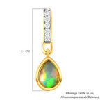 Natürliche, äthiopische Opal und weiße Zirkon-Ohrringe, 925 Silber vergoldet ca. 1,03 ct