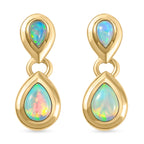 Natürliche, äthiopische Opal-Ohrringe, 925 Silber vergoldet ca. 1,20 ct