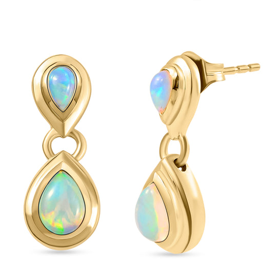 Natürliche, äthiopische Opal-Ohrringe, 925 Silber vergoldet ca. 1,20 ct