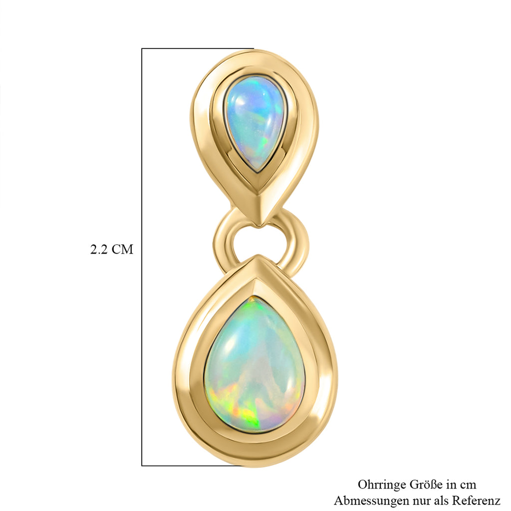 Natürliche, äthiopische Opal-Ohrringe, 925 Silber vergoldet ca. 1,20 ct