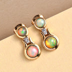 Natürliche, äthiopische Opal-Ohrringe, 925 Silber vergoldet ca. 1,00 ct