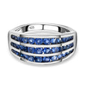 Premium Kanchanaburi blauer Saphir-Ring, 925 Silber platiniert (Größe 16.00) ca. 1,84 ct