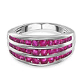 Premium thailändischer Rubin-Ring, 925 Silber platiniert (Größe 21.00) ca. 1.97 ct
