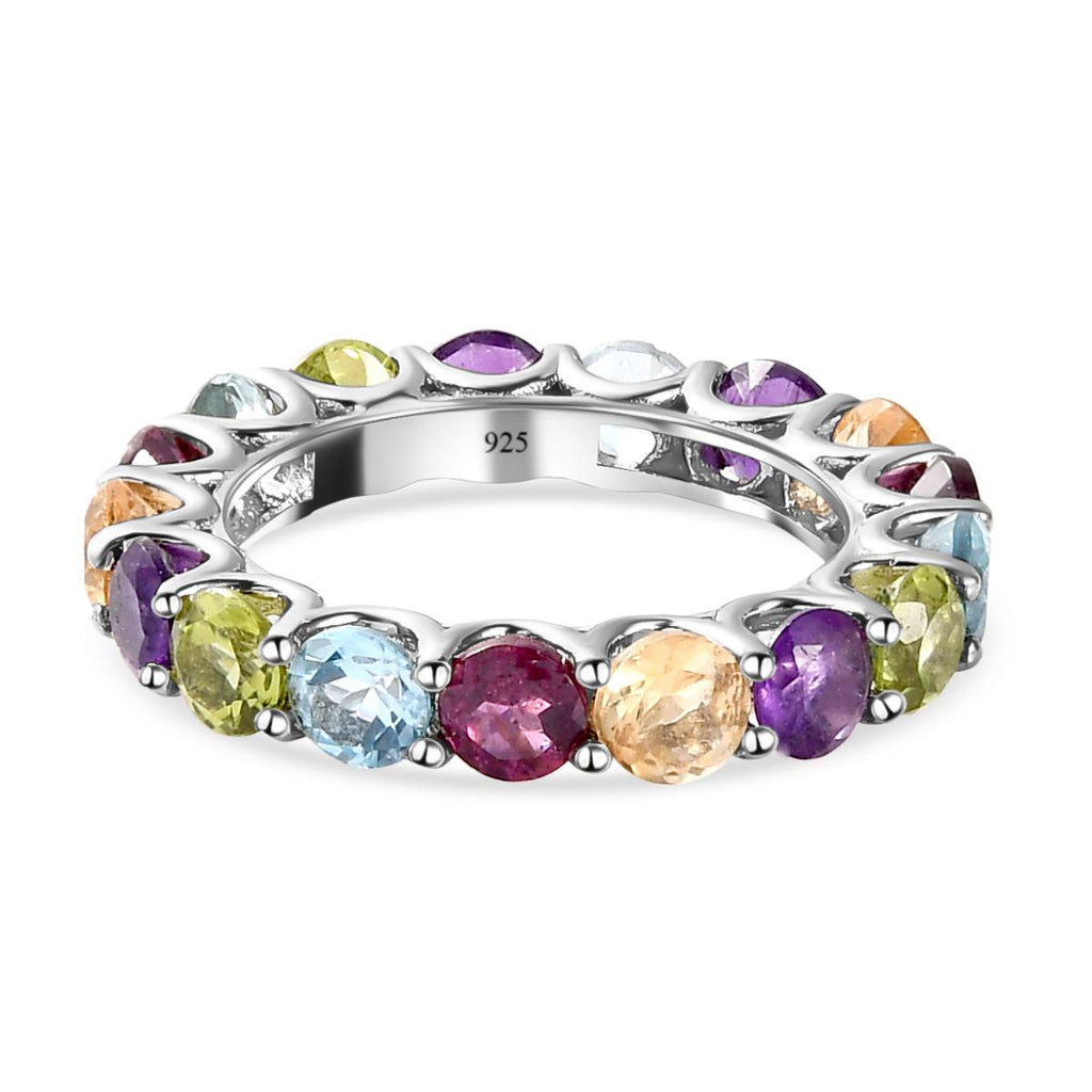 Mehrfarbiger Edelstein-Ring, 925 Silber Platin (Größe 18.00) ca. 4,77 ct