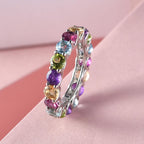 Mehrfarbiger Edelstein-Ring, 925 Silber Platin (Größe 18.00) ca. 4,77 ct