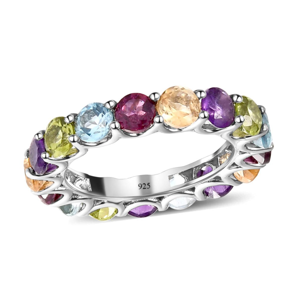 Mehrfarbiger Edelstein-Ring, 925 Silber Platin (Größe 18.00) ca. 4,77 ct