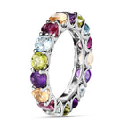 Mehrfarbiger Edelstein-Ring, 925 Silber Platin (Größe 18.00) ca. 4,77 ct