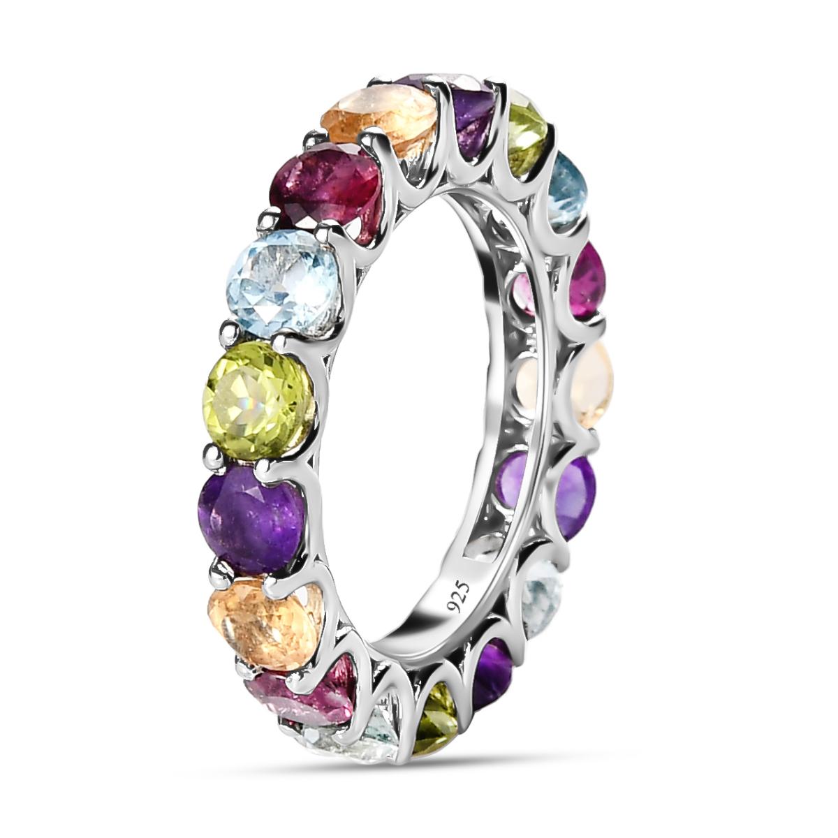 Mehrfarbiger Edelstein-Ring, 925 Silber Platin (Größe 18.00) ca. 4,77 ct