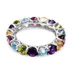 Mehrfarbiger Edelstein-Ring, 925 Silber Platin (Größe 18.00) ca. 4,77 ct