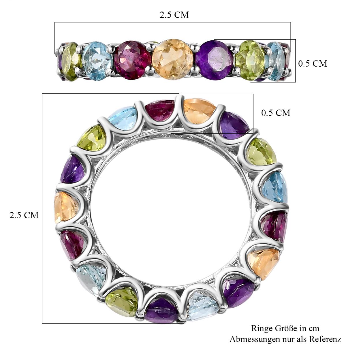 Mehrfarbiger Edelstein-Ring, 925 Silber Platin (Größe 18.00) ca. 4,77 ct
