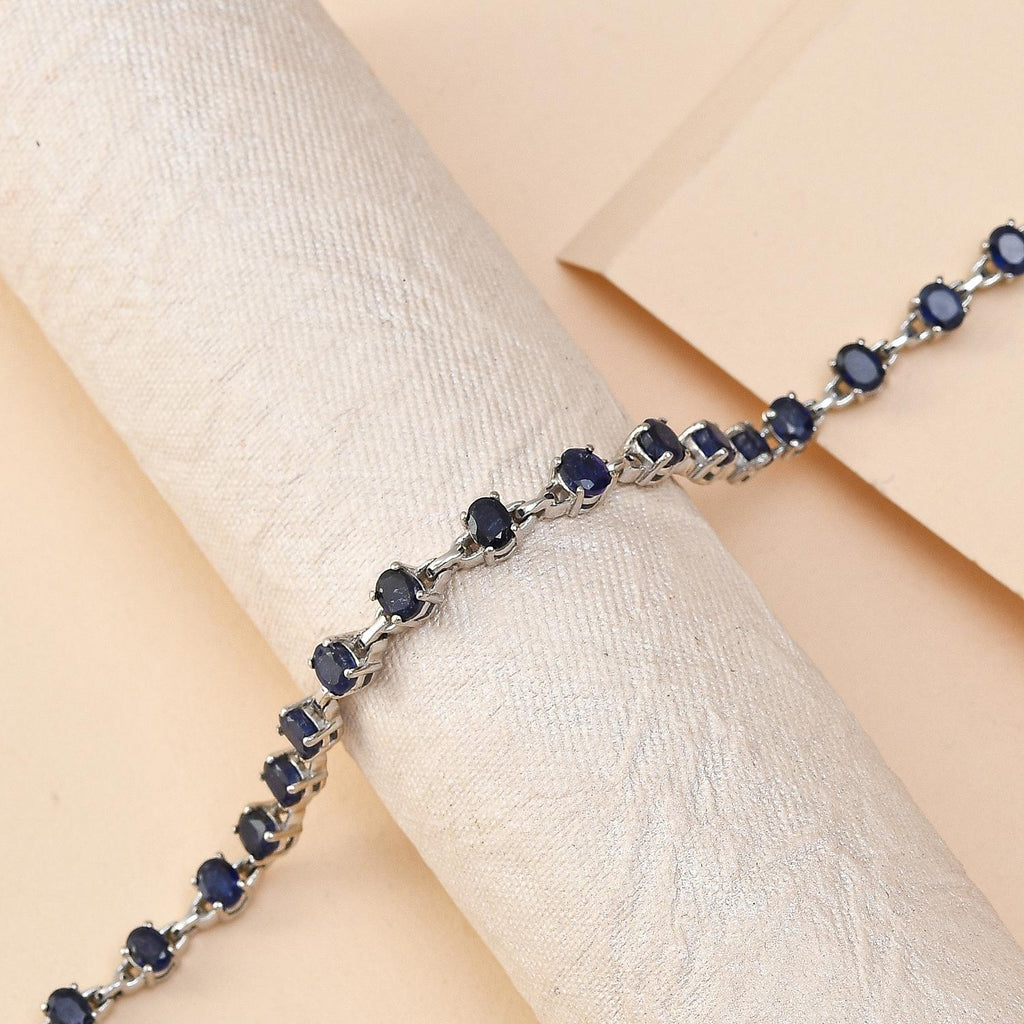 Masoala Saphir Armband, (Fissure gefüllt), ca. 20 cm, 925 Silber platiniert ca. 7,25 ct