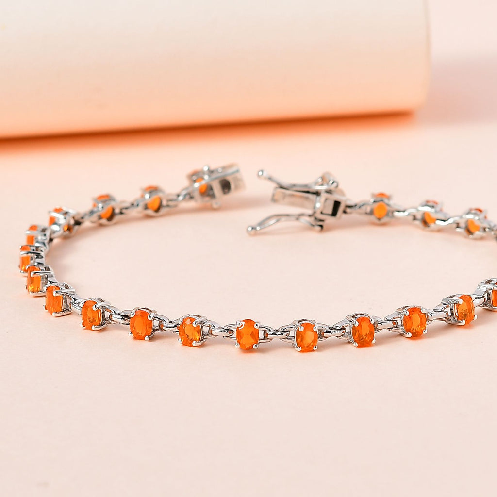 Salamanca Feueropal Armband, ca. 19 cm, 925 Silber platiniert ca. 2.85 ct